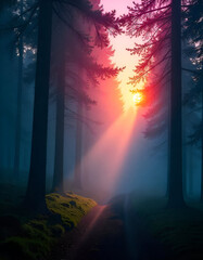 sunrise in the forest