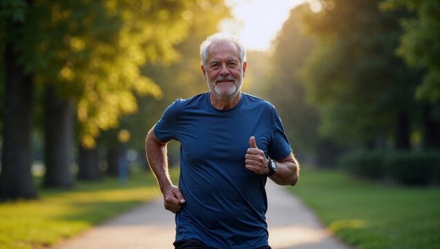 An elderly person's morning jog