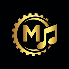 Industrial Logo combine with letter M vector template