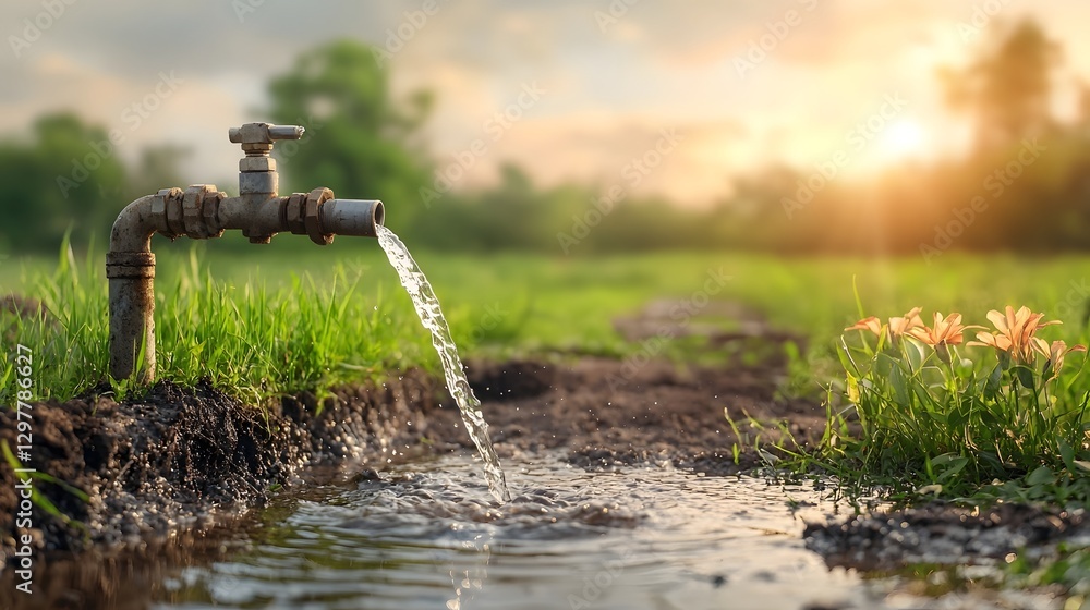 Poster photograph of a smart city water distribution network equipped with iot powered leak detection senso