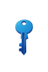 3d blue key security symbol isolated on transparent background cutout