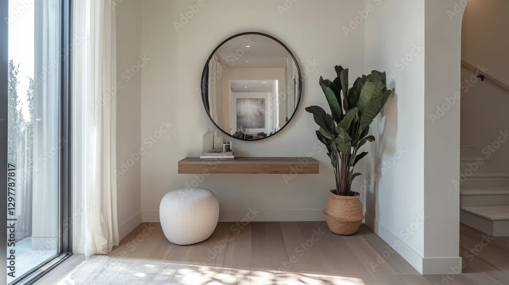 Aufkleber sleek entryway with statement mirror and console table