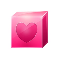 pink block with heart icon