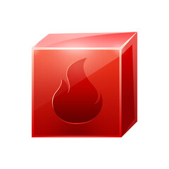 red block with fire icon