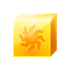 yellow block with sun icon