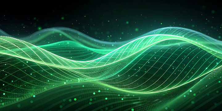 Green Radio waves logo with mixed frequency, logo illustration os sounds waves, music symbol, sound wave microphone. Vector illustration. logo icon, Music wave in the form of equalizer.