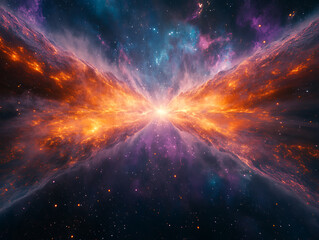 Fototapeta premium Stunning cosmic explosion outer space digital art nebula environment wide-angle view astronomical phenomenon