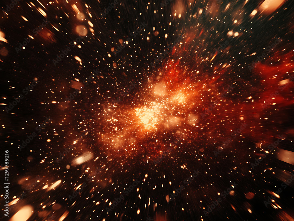Poster explosive cosmic event in space digital art astrophysics futuristic environment abstract view univer