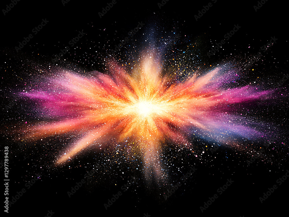 Poster cosmic explosion event outer space digital art starry environment wide-angle view galactic concept