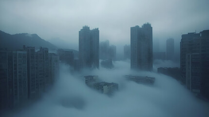 Fototapeta premium City shrouded in a misty haze