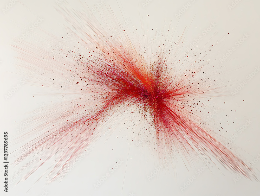 Poster dynamic red explosion art abstract display modern gallery contemporary environment close-up perspect