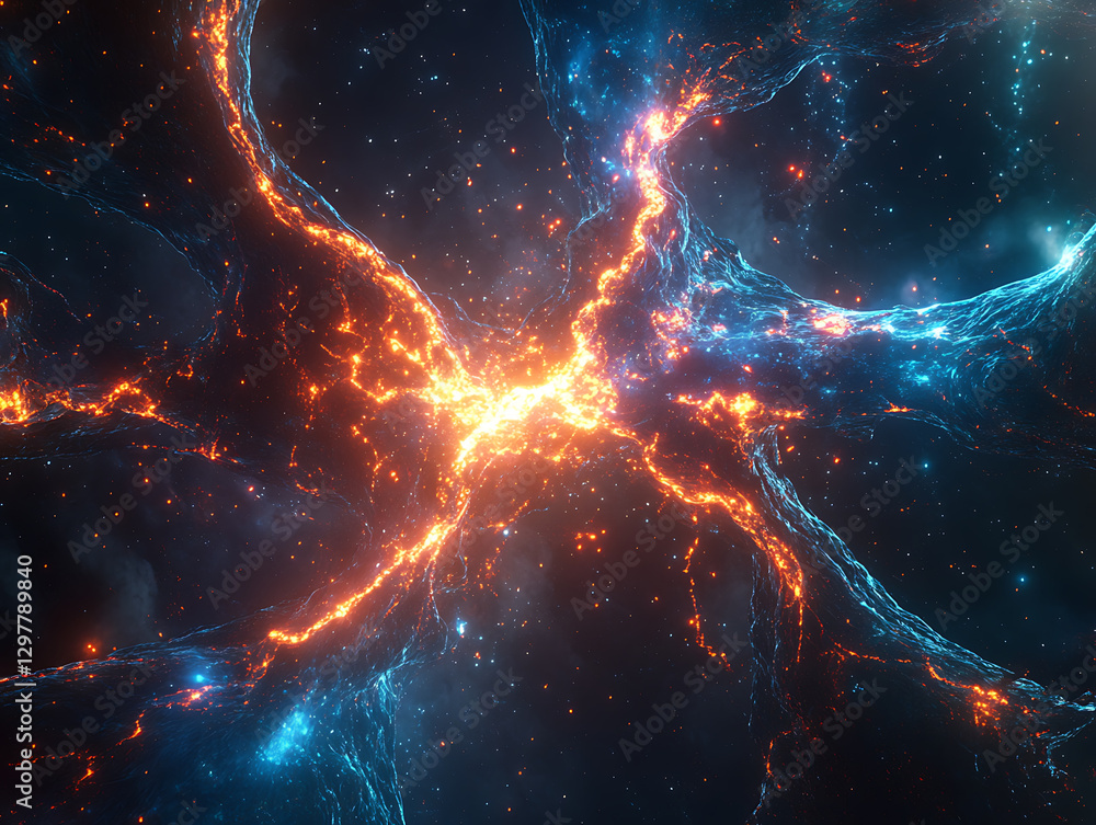 Aufkleber cosmic explosion event deep space abstract art stellar environment aerial view energy and chaos conc