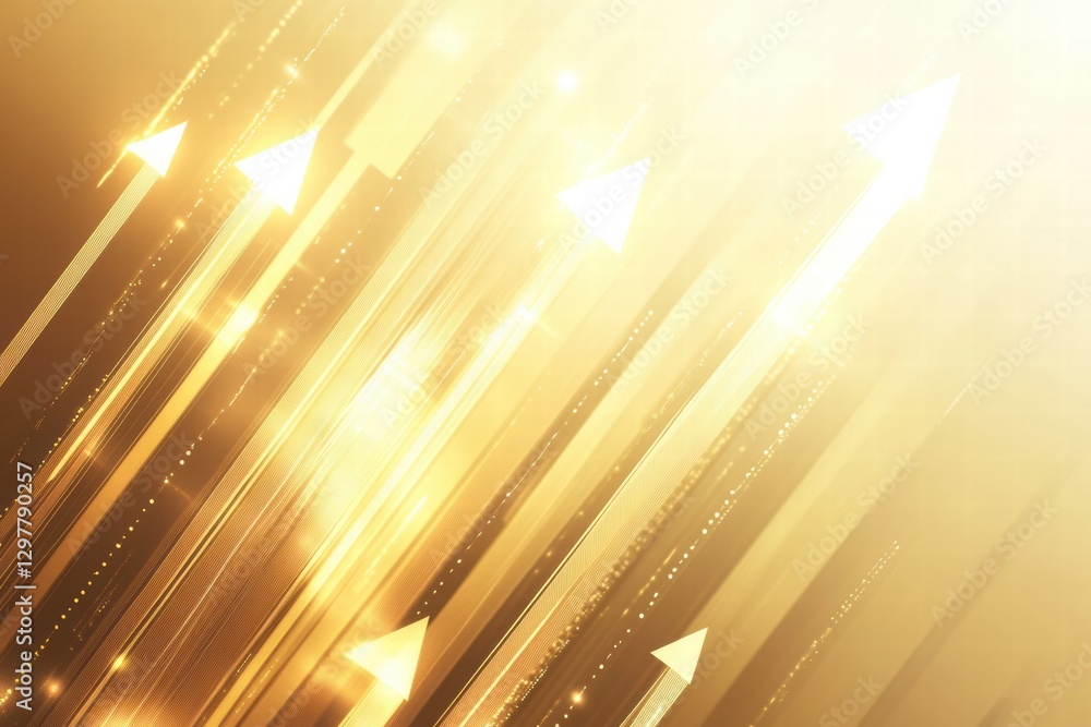Leinwandbilder Bright golden arrows representing success and progress in a vibrant abstract setting. Generative AI