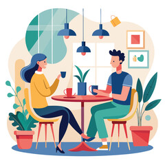people-in-cafe-couple-man-and-woman-relaxing-vector image 