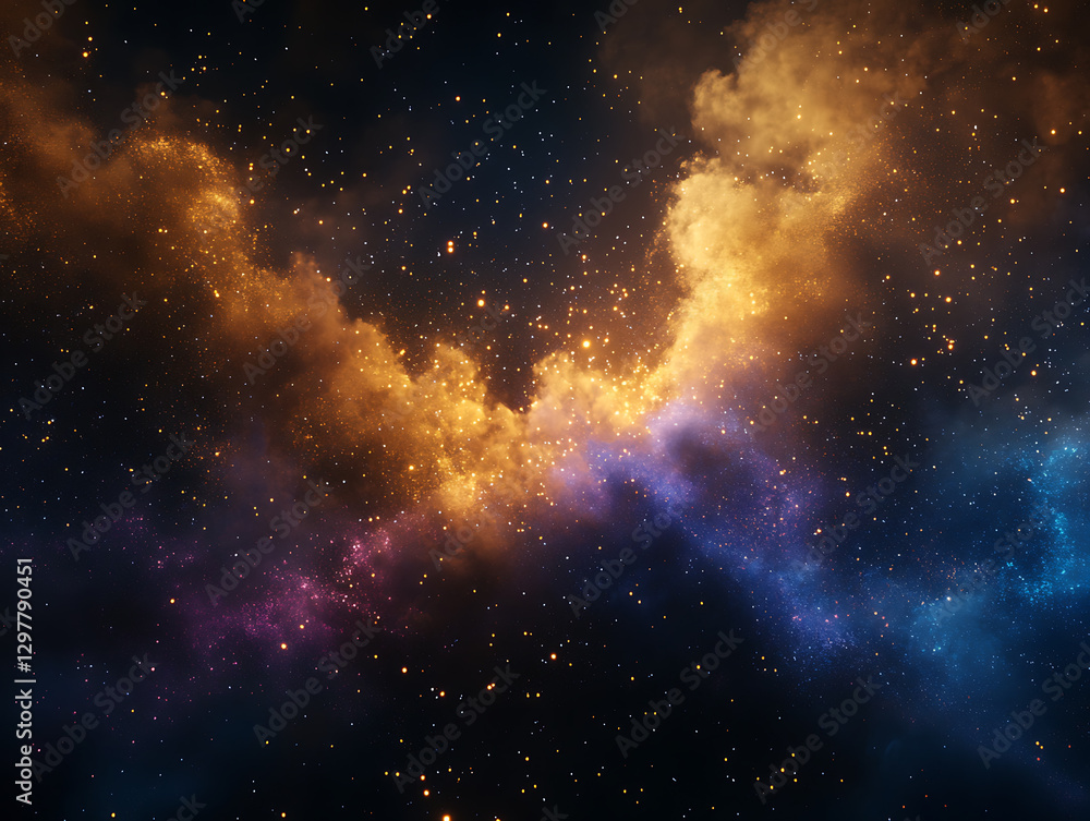 Poster cosmic explosion of color outer space digital art galactic environment wide angle view astronomical 