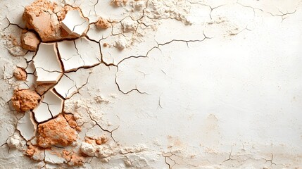 Naklejka premium Aerial view of a dried up riverbed with severely cracked and parched ground showcasing the devastating effects of climate change and water depletion