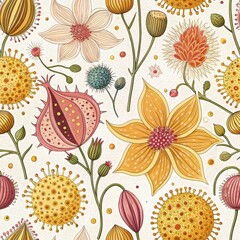 Seamless Floral Pattern Design Studio Digital Art Creative Environment Top-Down View Aesthetic Inspiration