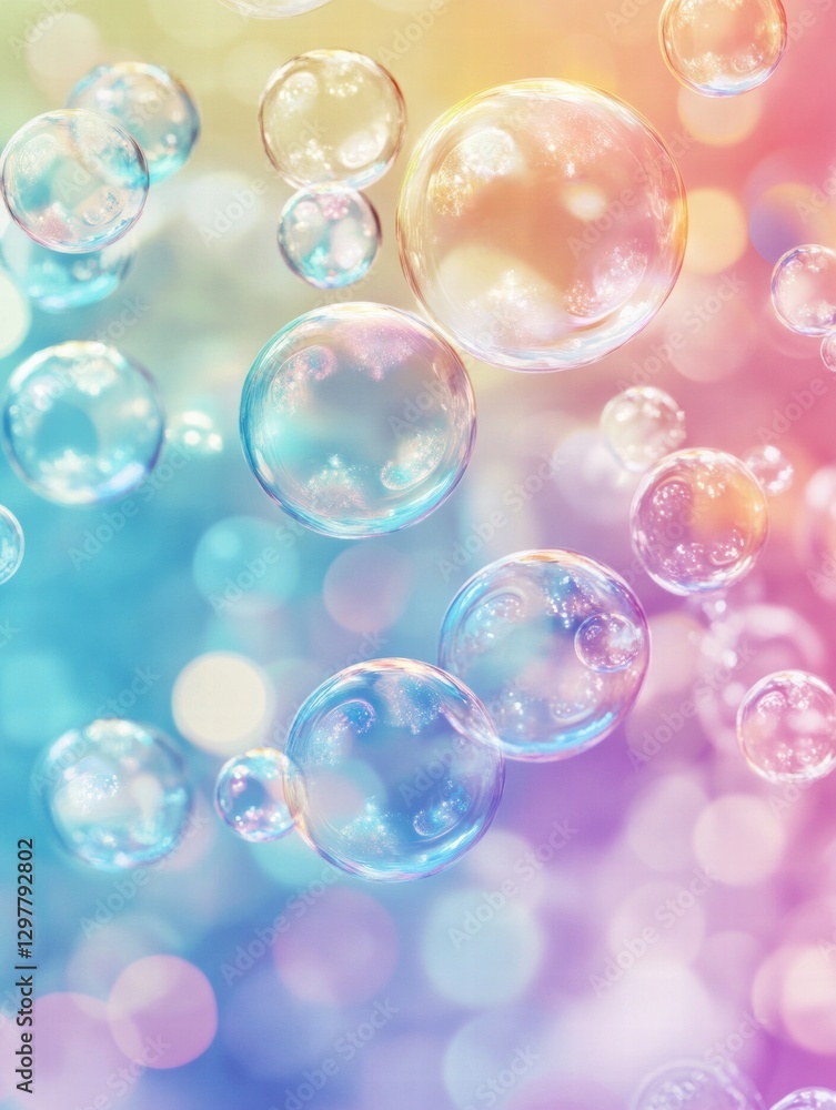Fototapete colorful soap bubbles create a mesmerizing repeating pattern in a vibrant spectrum of hues. generati