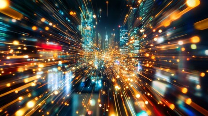 Fototapeta premium Abstract city lights zoom effect