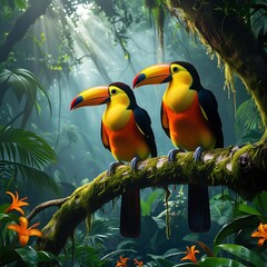 Obraz premium Toucan on a branch