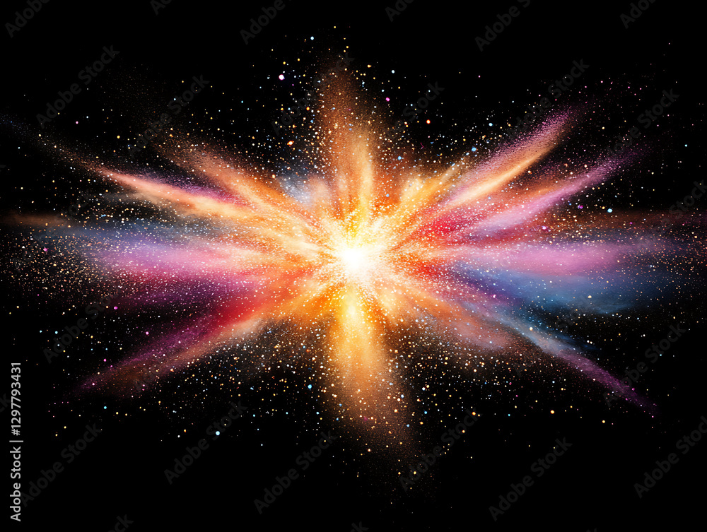 Poster cosmic explosion event outer space digital artwork dark environment abstract viewpoint universe conc