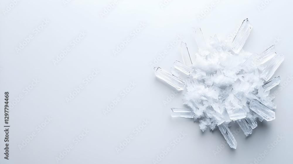 Poster abstract crystalline structure displaying geometric patterns on white surface
