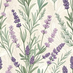Seamless Lavender Floral Pattern Design Studio Digital Artwork Aesthetic Close-up Nature Inspired