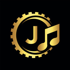 Industrial Logo combine with letter J vector template