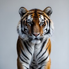 Fototapeta premium High-resolution, expertly lit, and sharply focused professional photograph of a majestic tiger, majestically posing in a powerful yet calm stance