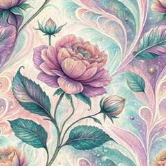 Seamless Floral Patterns Natural Garden Digital Artwork Colorful Close-Up Artistic Expression
