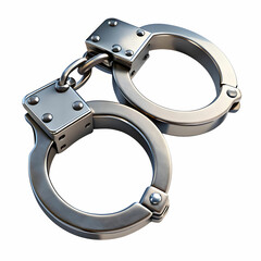 close up handcuffs on white background
