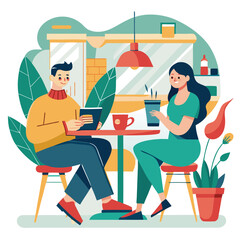 people-in-cafe-couple-man-and-woman-relaxing-vector image 
