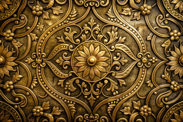 Intricate Gold Floral Pattern. Islamic Art Design