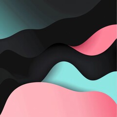 Abstract Waves in Pastel and Black: A Modern Minimalist Design for Backgrounds and Wall Art