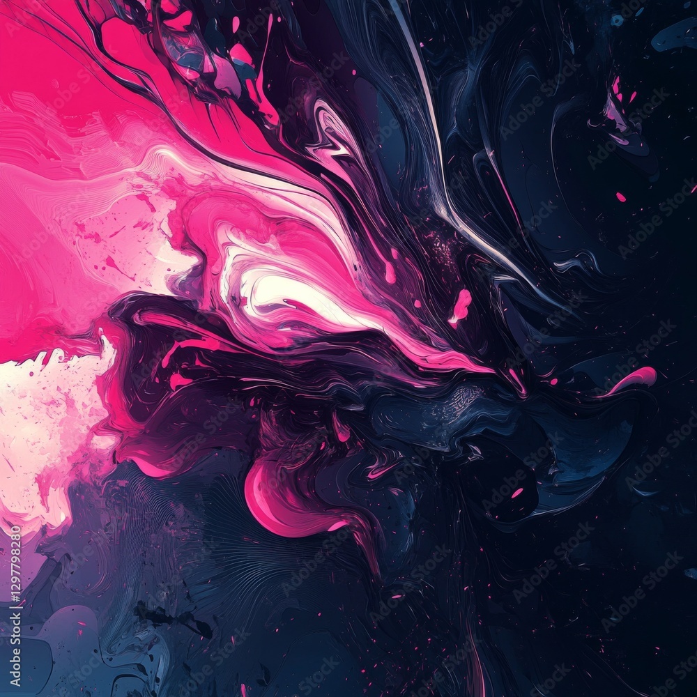 Aufkleber dramatic pink & dark flow: abstract swirls of contrasting hues create an ethereal and captivating vi