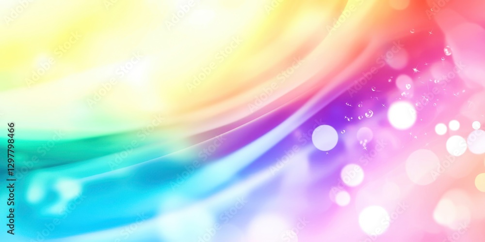 Poster colorful background with a rainbow and a white line