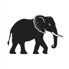 Obraz premium Elephant Silhouette: A Majestic Mammal in Bold Contrast against a Clean, White Background