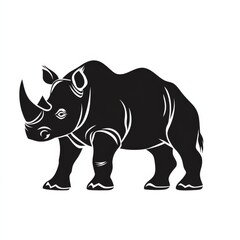 Fototapeta premium Majestic Monochrome: A Bold Black and White Illustration of a Powerful Rhinoceros Standing Tall and Proud