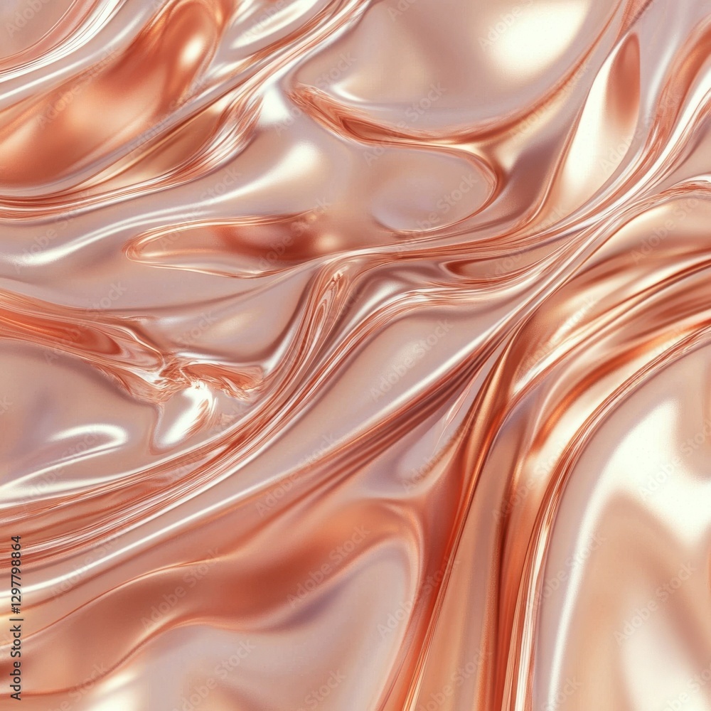 Poster rose gold elegance: a luxurious display of flowing metallic fabric with shimmering highlights and ge
