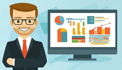 Fototapeta premium Businessman analyzing data on screen