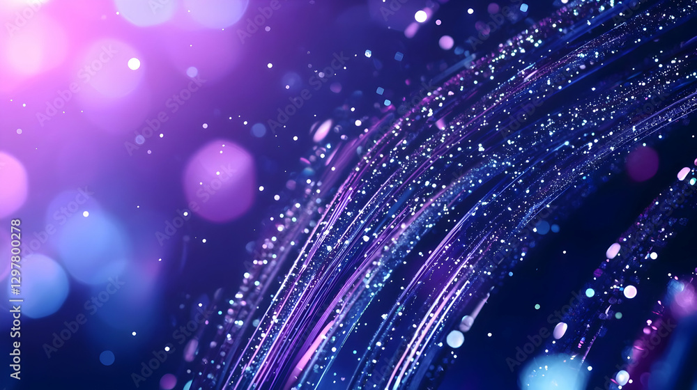 Aufkleber abstract digital background of blue and purple bokeh with glowing sparkling particle stream