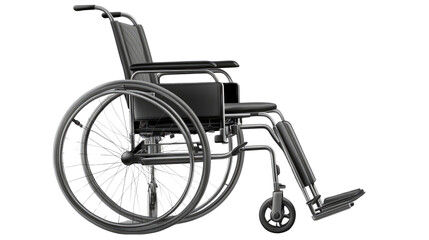 Fototapeta premium Wheelchair's Silhouette: A wheelchair stands in elegant isolation, its form defined by subtle gradations of grayscale.