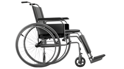 Wheelchair's Silhouette: A wheelchair stands in elegant isolation, its form defined by subtle gradations of grayscale.