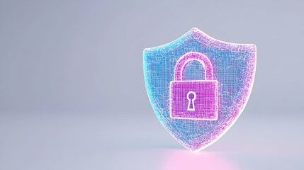 Abstract Digital Shield with Padlock Symbol for Cybersecurity Protection