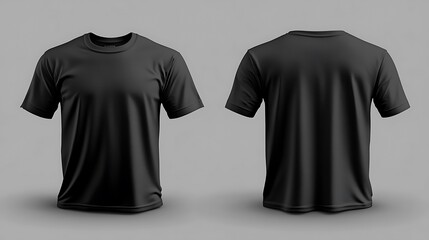 Black T-shirt, front and back view