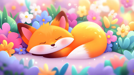 Fox sleeping flower garden