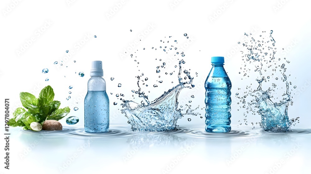 Poster an infographic featuring a collection of different water drop icons in a variety of design styles in