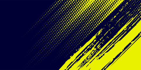 Yellow halftone on blue background. Vector dotted sparkles or halftone shine pattern texture Pop Art  MODERN