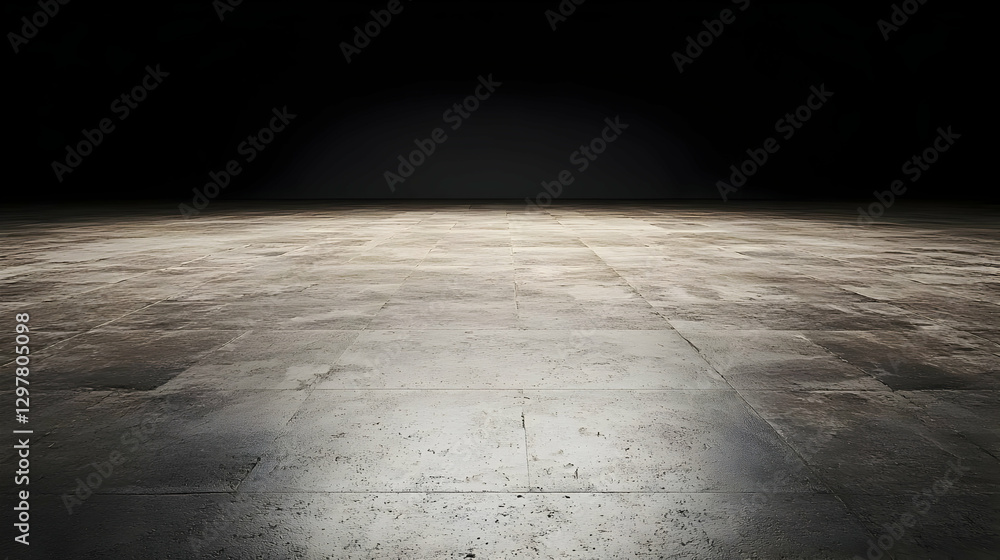 Poster dark concrete floor illuminated by spotlight creating a textured background