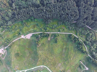 Suburban park and glade. Suburban landscape suburbs.